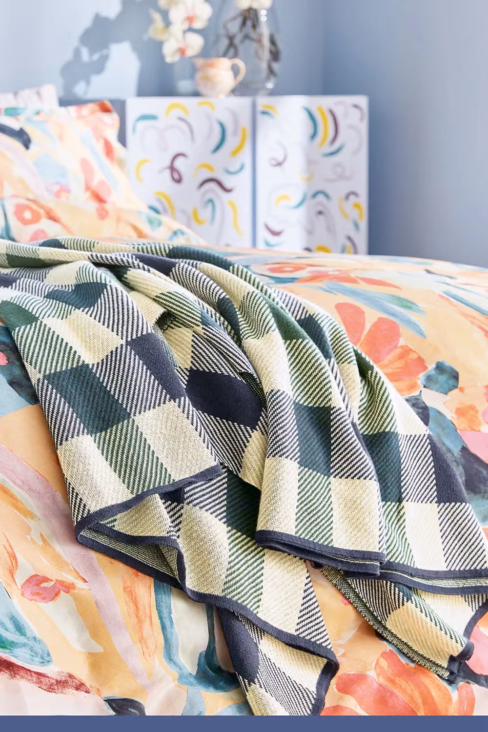 Ted Baker Multicolour Checked Knitted Cotton Throw, W: 150 cm, D: 200 cm – 2