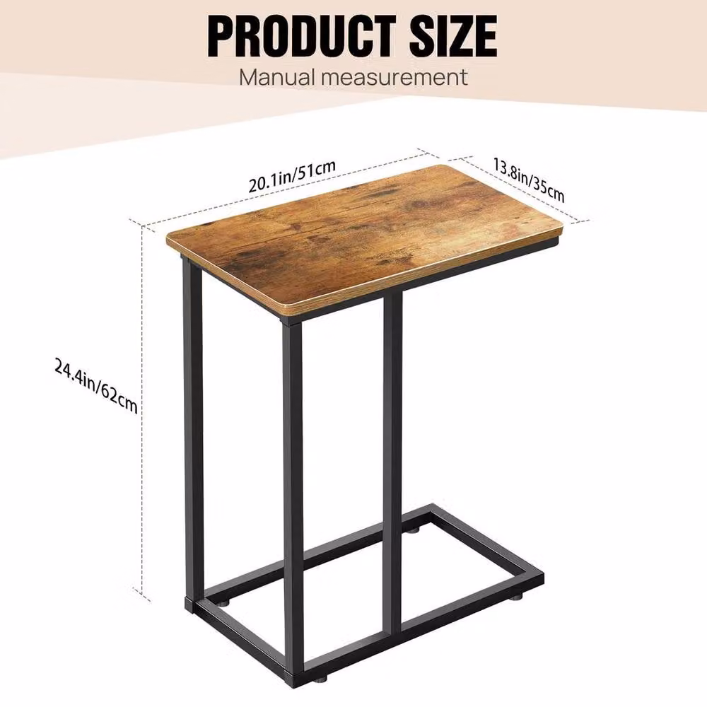Kelvenix C-Shaped Side Table and Bedside Table in Brown and Black – 2