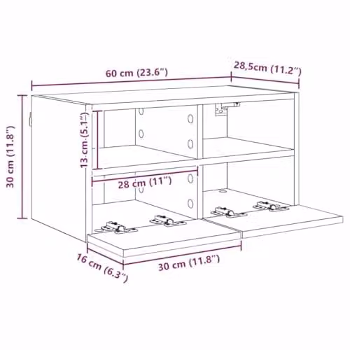 vidaXL Set of 4 Modern Black Oak Wall Mounted Living Room Cabinets and Tall Units – 1