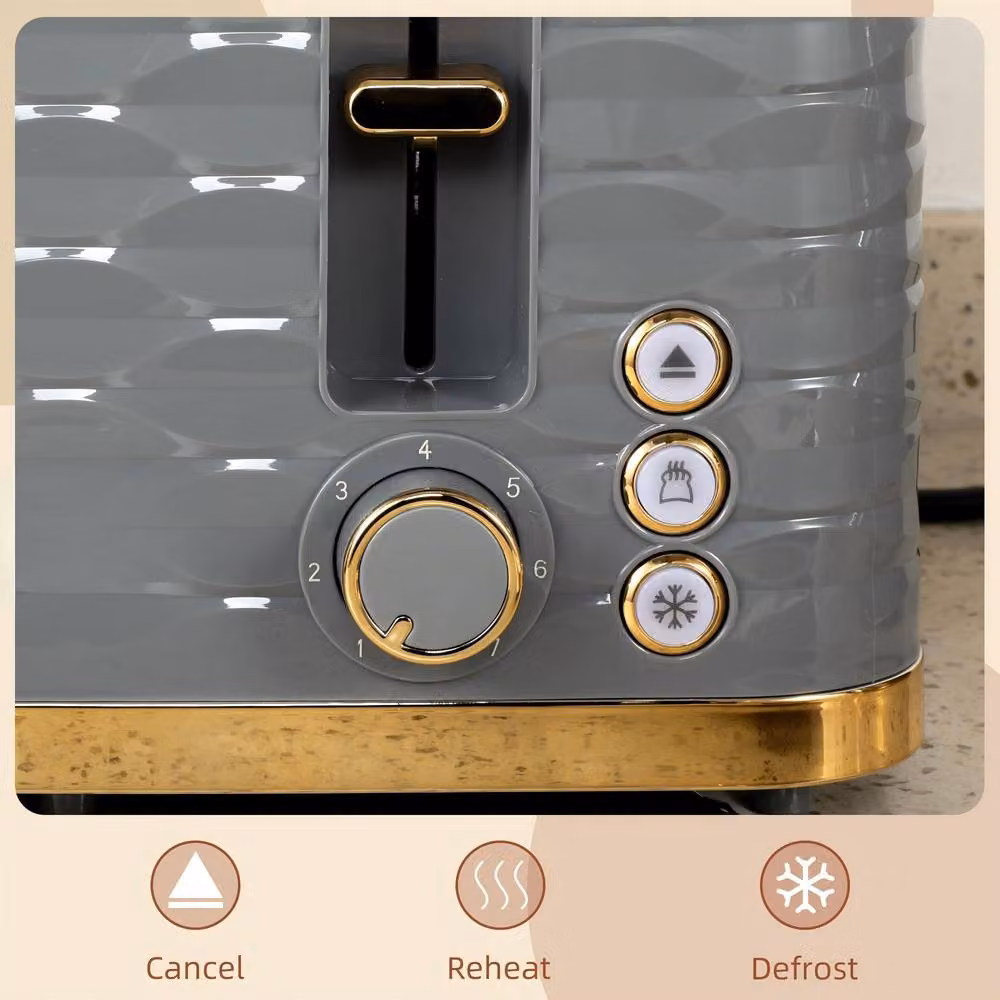STILVORA 4 Slice Toaster with 7 Toasting Levels in Grey – 7