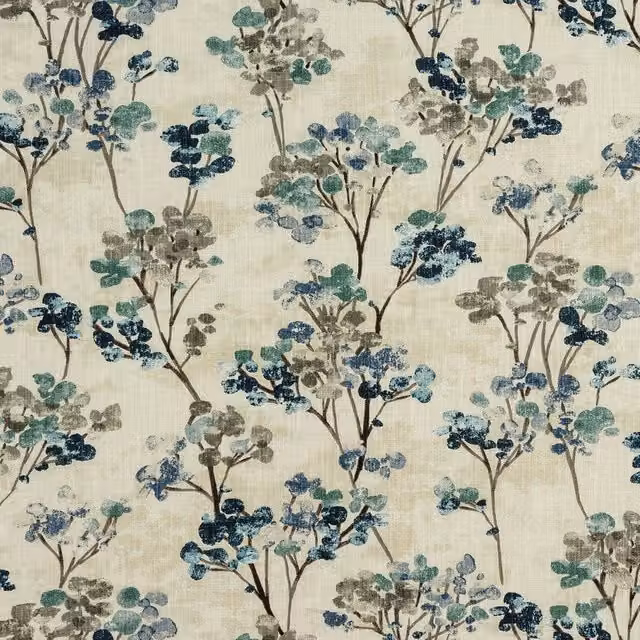 Terrys Hana Curtain Fabric in Petrol, Turquoise and Multicolour