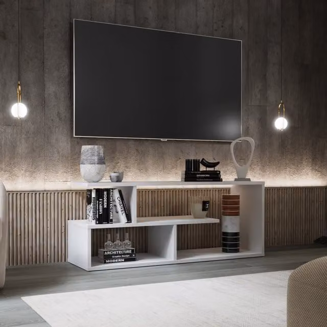 Shefa Line Eden 100 TV Shelving Unit in White Matt MDF