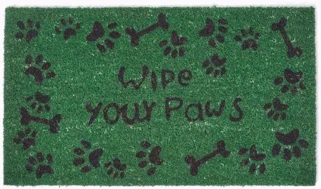 Homescapes Rectangular Coir Door Mat with Animal Design in Green