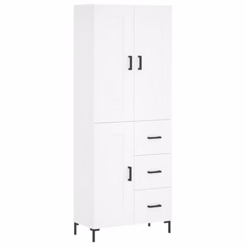 vidaXL Industrial Style Highboard Sideboard in White Engineered Wood with Drawers and Doors – 1