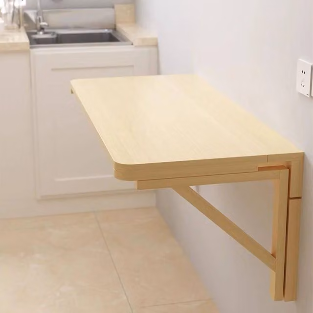 FORGEVIO Folding Wall Table and Writing Desk, Sand, W/D/H: 80 x 50 x 1 cm