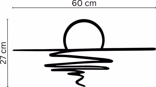 Decortie Sunset Minimalist Metal Line Art Wall Decor, Black, W: 60 cm, H: 27 cm – 1