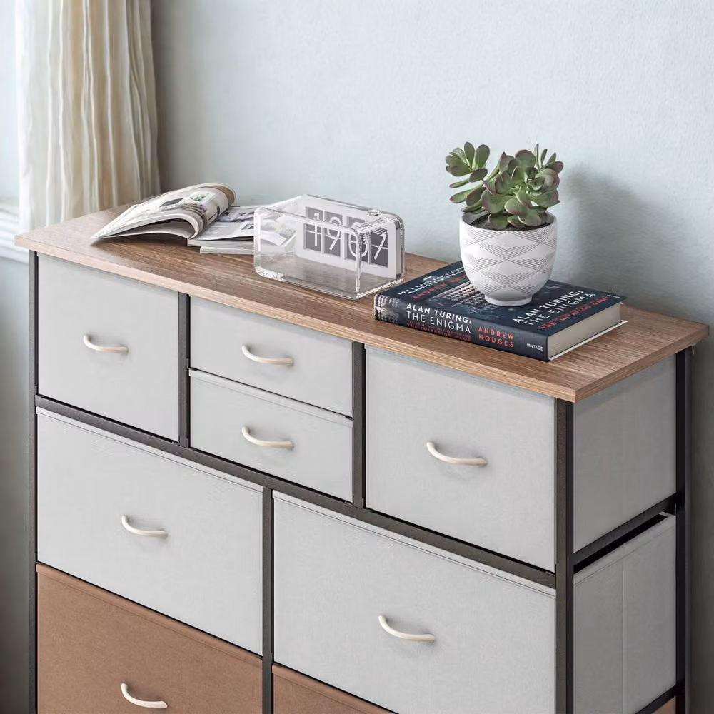 FURNOS Industrial 10 Drawer Chest Storage Unit in Brown, W/D/H: 100 x 30 x 100 cm – 3