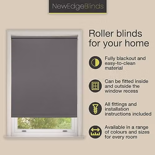 New Edge Blinds Basil Thermal Blackout Roller Blind in Green and Black, Width: 120 cm, Height: 165 cm – 2