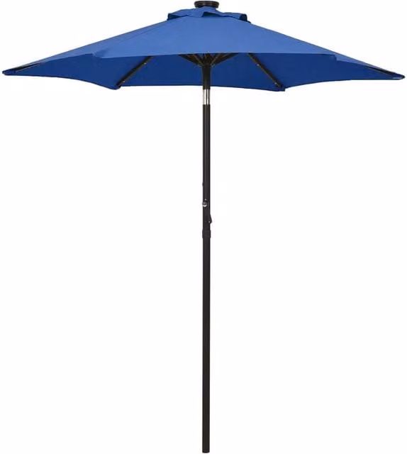 Berkfield Home Aluminium Parasol with LED Lights in Azure Blue, W: 200 cm, H: 211 cm – 1