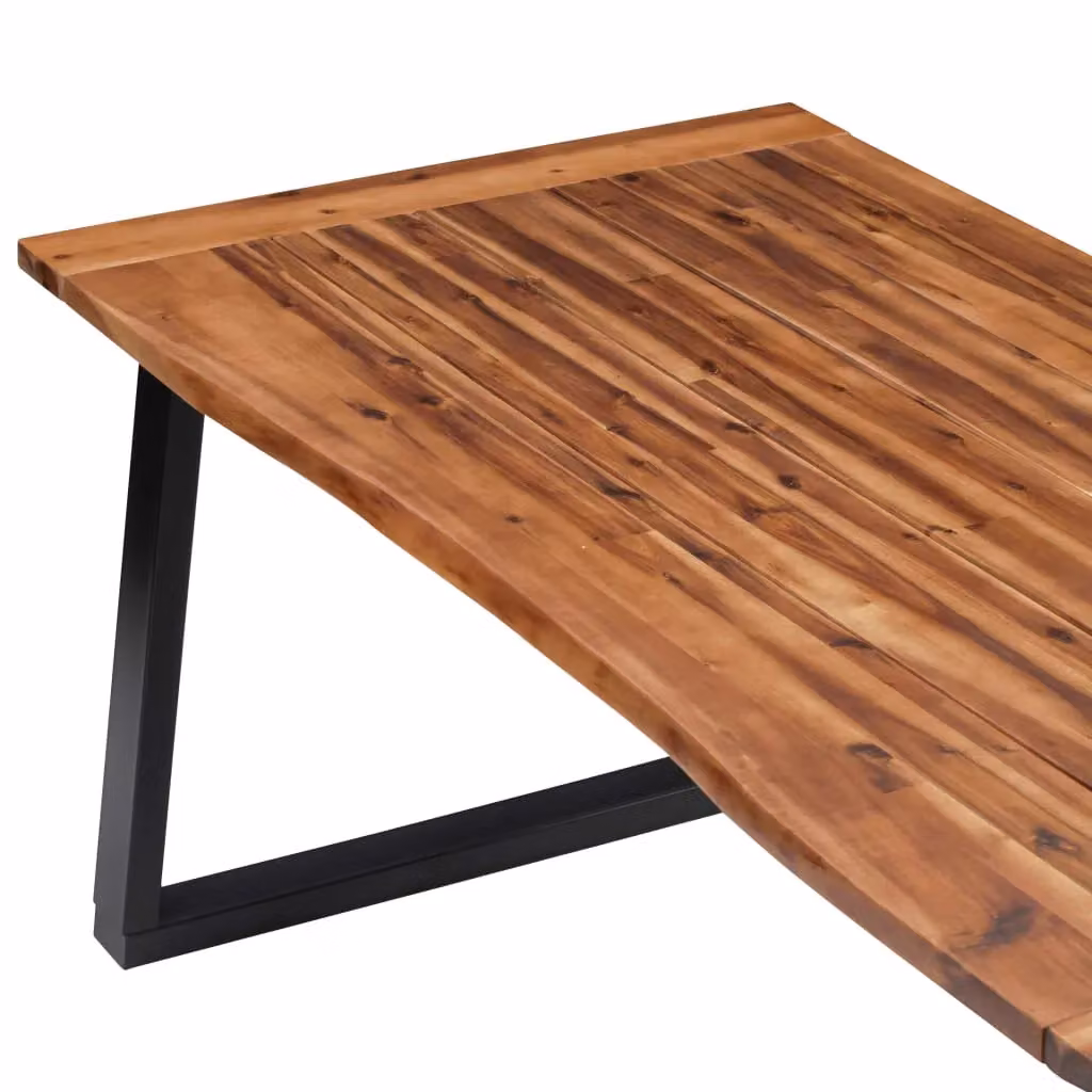 Berkfield Home Rectangular Solid Acacia Wood Dining Table with Live Edge and Sled Base, Brown, W: 180 cm, D: 90 cm – 3