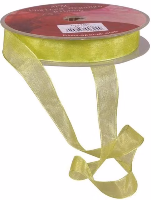KDMD Lime Green Woven Edge Organza Ribbon, 15mm, 3 Pack