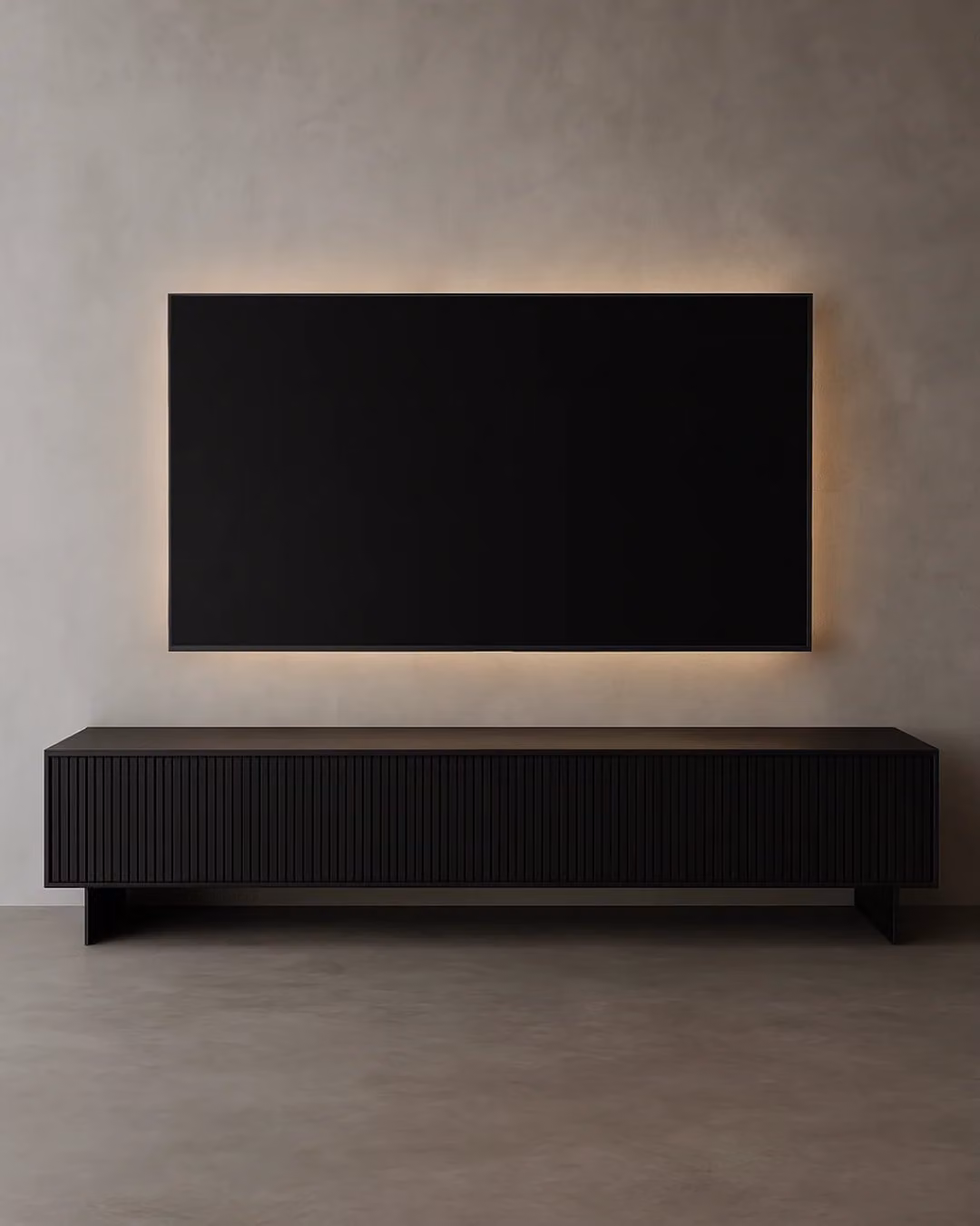 Tommy Franks Costine Modern TV Unit in Black Smoke Oak, W/D/H: 200 x 50 x 45 cm