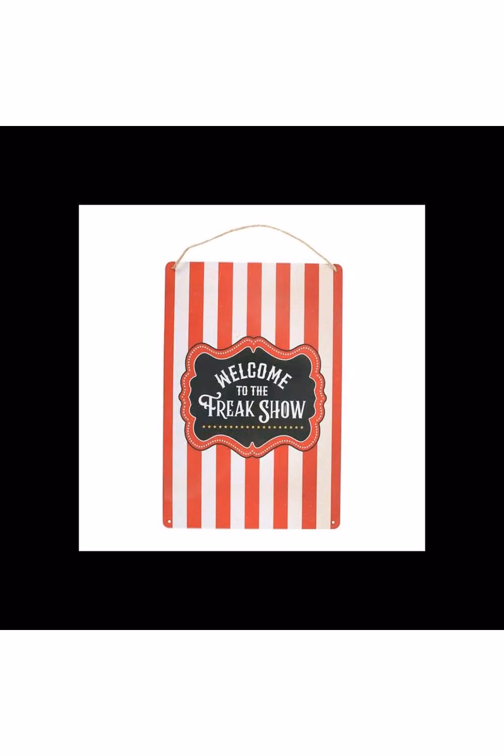 KDMD Freak Show Metal Hanging Sign Set with Red and Multicolour Circus Stripes – 2