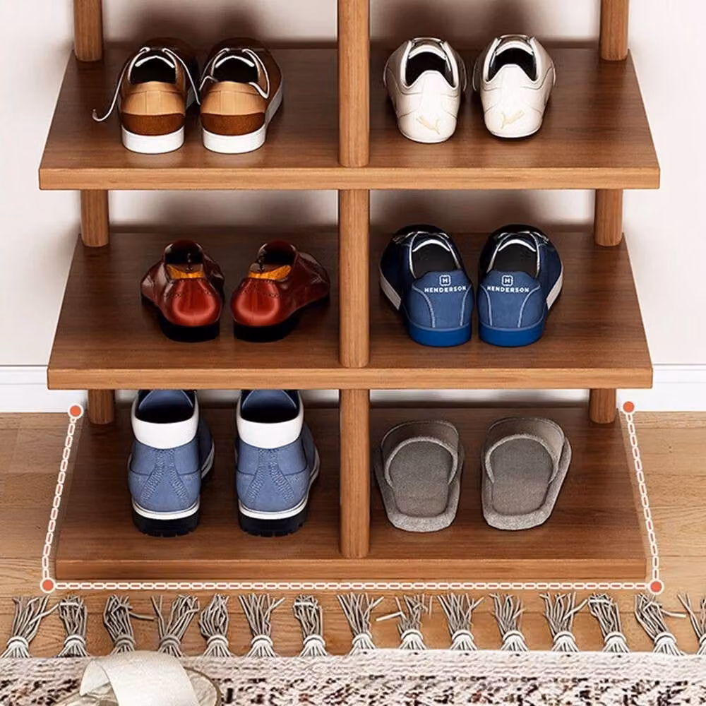 NESTLUNE 8-Tier Vertical Shoe Rack Storage Shelf in Brown, W: 100 cm, D: 15 cm – 5