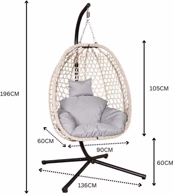 Samuel Alexander Modern Grey Rattan Garden Egg Chair with Metal Frame