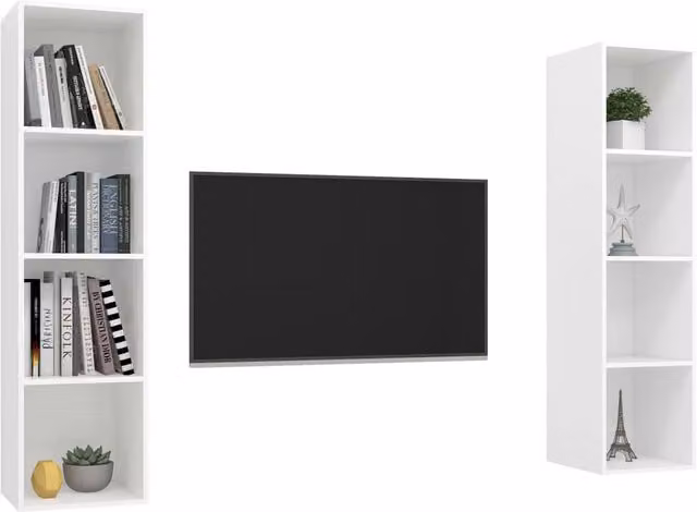 Berkfield Home Practical Wall-mounted TV Cabinets, 2 Piece Set in White Matt MDF