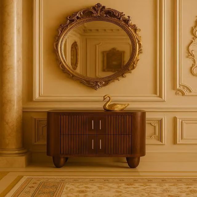 Artisan Furniture Marlowe Fluted Mango Wood Nightstand in Brown