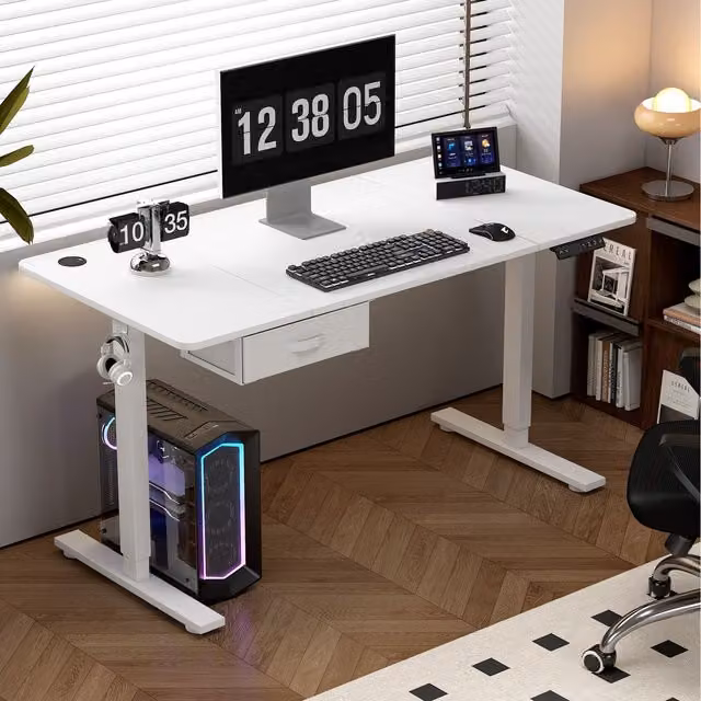 MCC Direct Electric Height Adjustable Computer Desk in White
