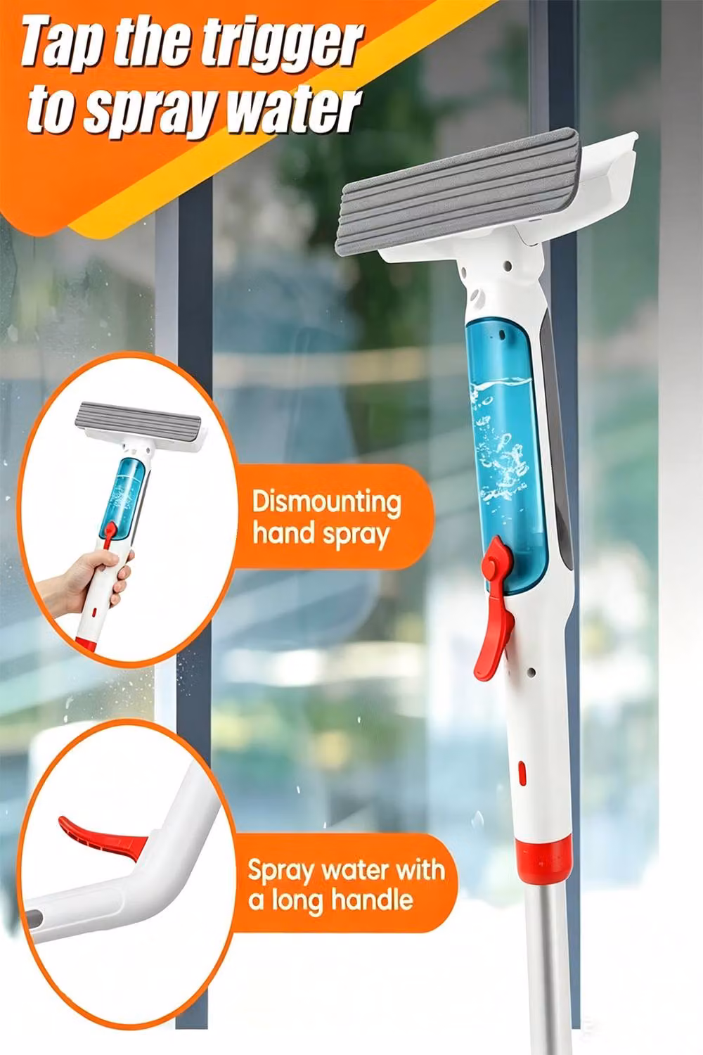 ExtraStar Window Squeegee with Spray Bottle and Scraper in White – 3