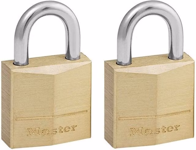 Master Lock Solid Brass 20mm Padlock with 2 Keyed Alike Keys in Gold