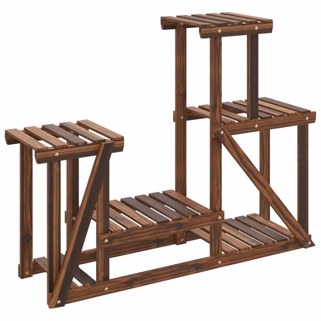 Berkfield Home Retro Solid Wood Fir Flower Stand in Brown, W/D/H: 90 x 25 x 73.5 cm – 2