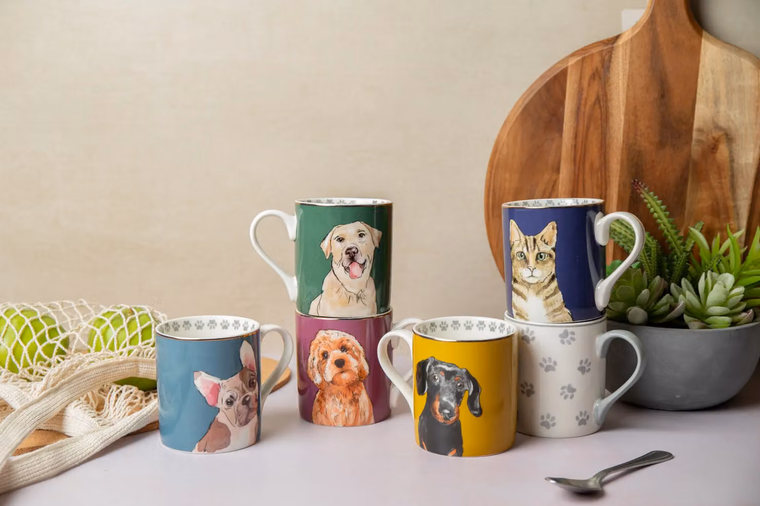 Mikasa Cockapoo Straight-Sided Porcelain Mug, 280ml in Purple and Gold – 4