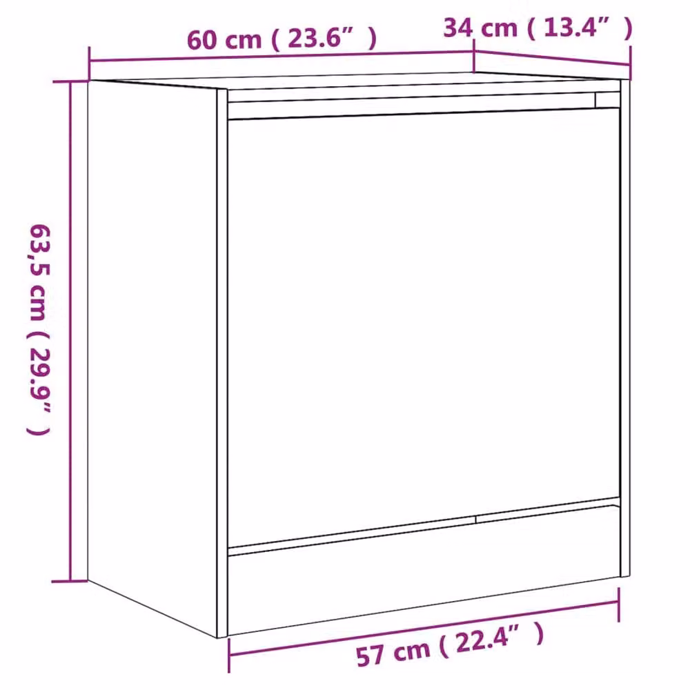 Berkfield Home Shoe Cabinet in Concrete Grey, W: 60 cm, D: 34 cm, H: 63.5 cm – 4