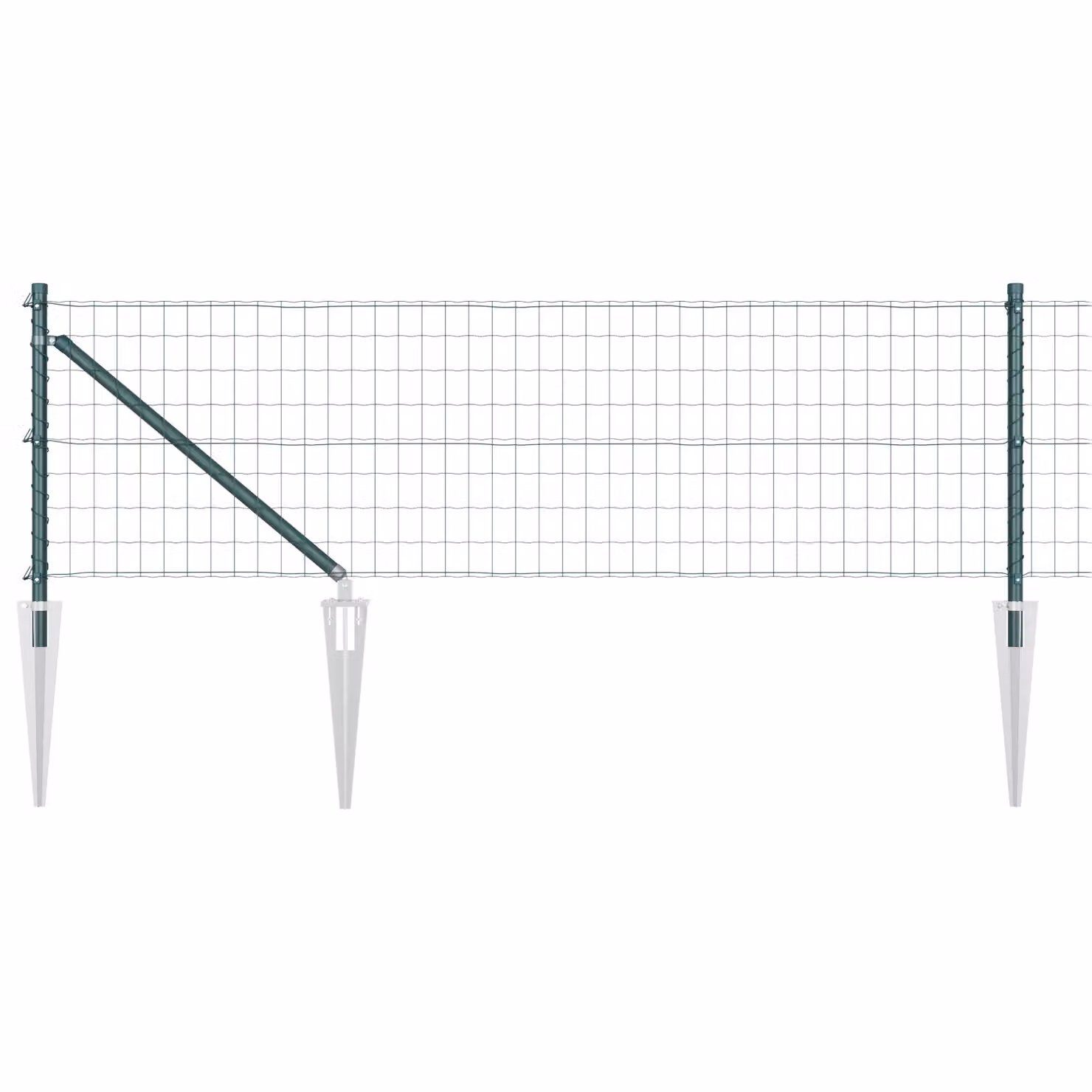 Berkfield Home Euro Fence with 13 Spike Posts, Galvanised Steel, Green and Silver, W: 25 m, H: 0.6 m – 2