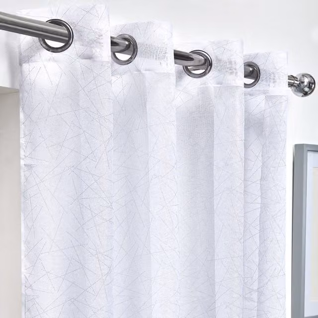 NewEdgeBlinds White Transparent Eyelet Fabric Panel Curtains, Width: 137 cm