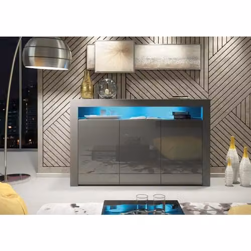 Creative Furniture Aether Sideboard in Grey with Glossy Doors and Integrated Lighting W/D/H: 155 x 40 x 92 cm – 5