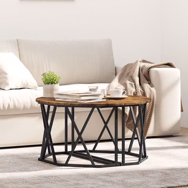 Berkfield Home Smoked Oak Coffee Table, Brown, W/D/H: 80 x 80 x 42 cm