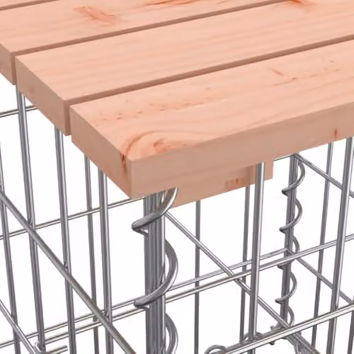 vidaXL Gabion Design Garden Bench in Solid Douglas Wood and Metal, W: 63 cm, D: 44 cm, H: 42 cm – 3