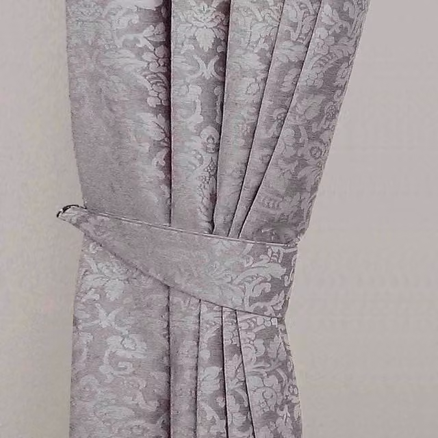 Homescapes Velvet Jacquard Curtain Tie Back Pair in Grey