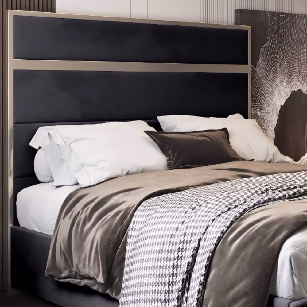 Casani Flookburgh Upholstered Velvet Designer Bed Frame with Black Metal Details, Super King, 200 x 200 cm – 4