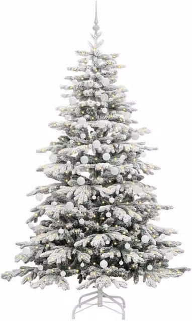 Berkfield Home Elegant White Artificial Hinged Christmas Tree, Height: 210 cm