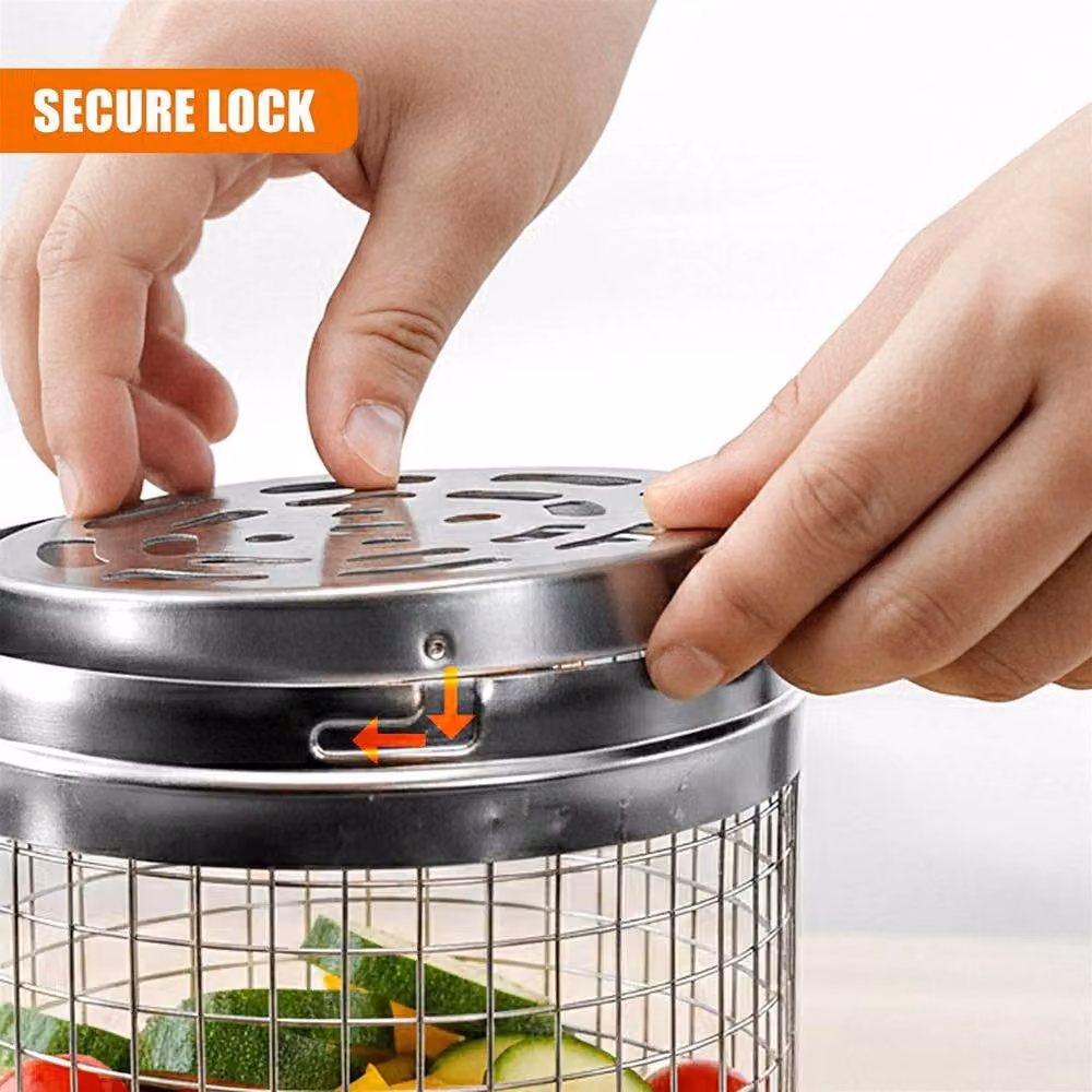 EONLION Stainless Steel Rolling Grill Basket in Silver, W/D/H: 100 x 21 x 21 cm – 4