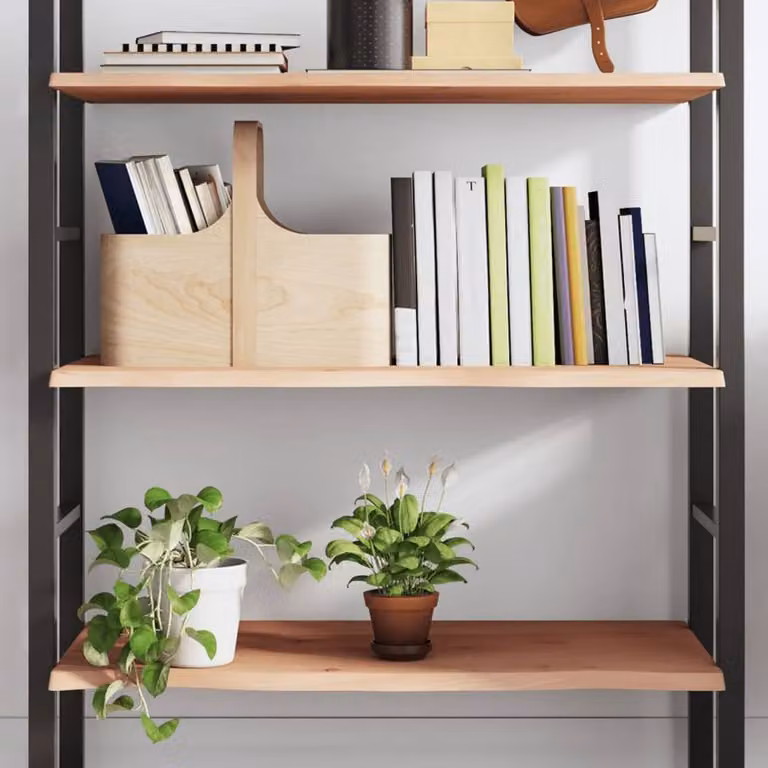 Berkfield Home Wall Mounted Oak Shelf in Light Brown, W: 80 cm, H: 60 cm, D: 2 cm