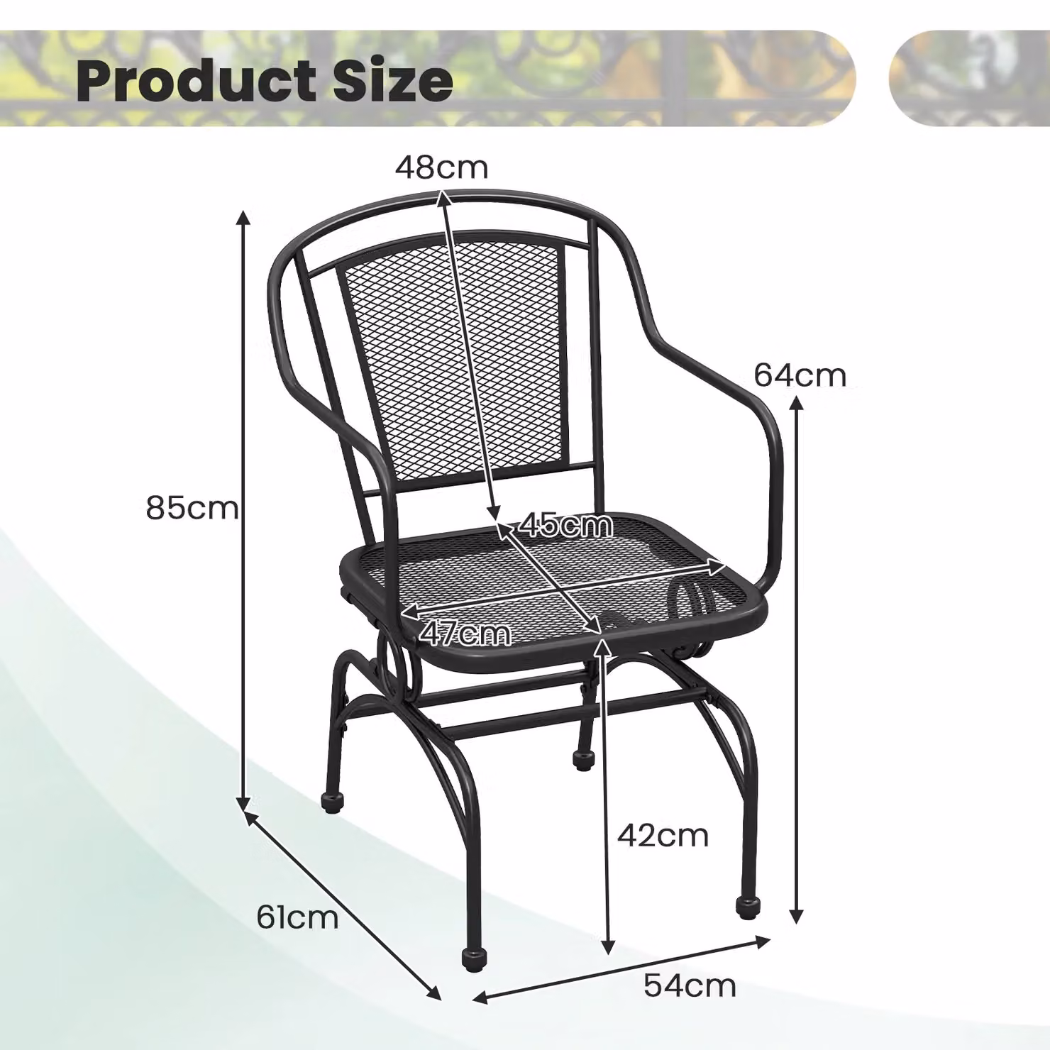 Costway Set of 2 Black Metal Patio Rocking Chairs with Mesh Backrests – 2