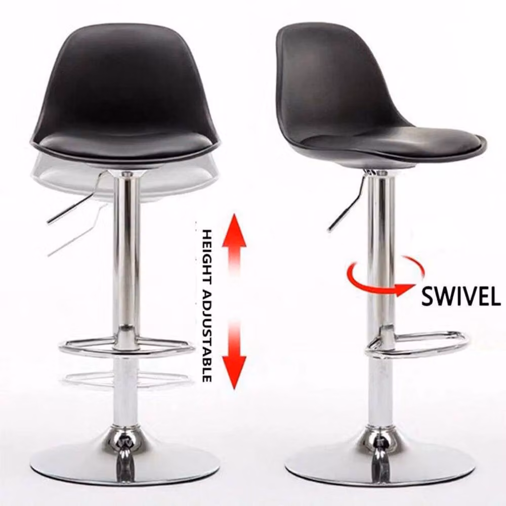 EONLION Set of 2 Adjustable Height Metal Bar Stools in Black – 3