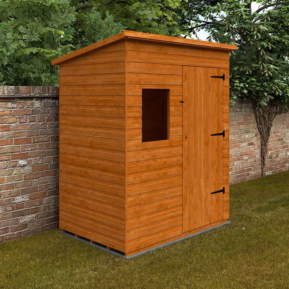 Buttercup Farm Deluxe Pent Garden Shed in Orange and Grey, 12mm Solid Wood, W/D/H: 182.88 x 121.92 x 182.88 cm – 2