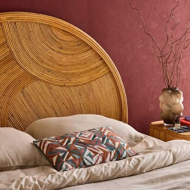 sweeek Natural Rattan Headboard in Brown, Double Size