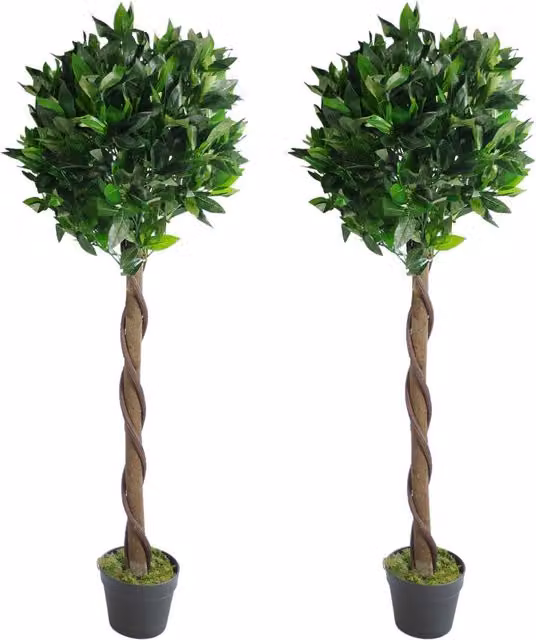 Dyzi Pair of Artificial Green Bay Trees, Height: 120 cm