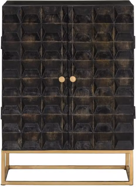 Berkfield Home Black Industrial Sideboard in Solid Mango Wood and Iron, W/D/H: 55 x 34 x 75 cm