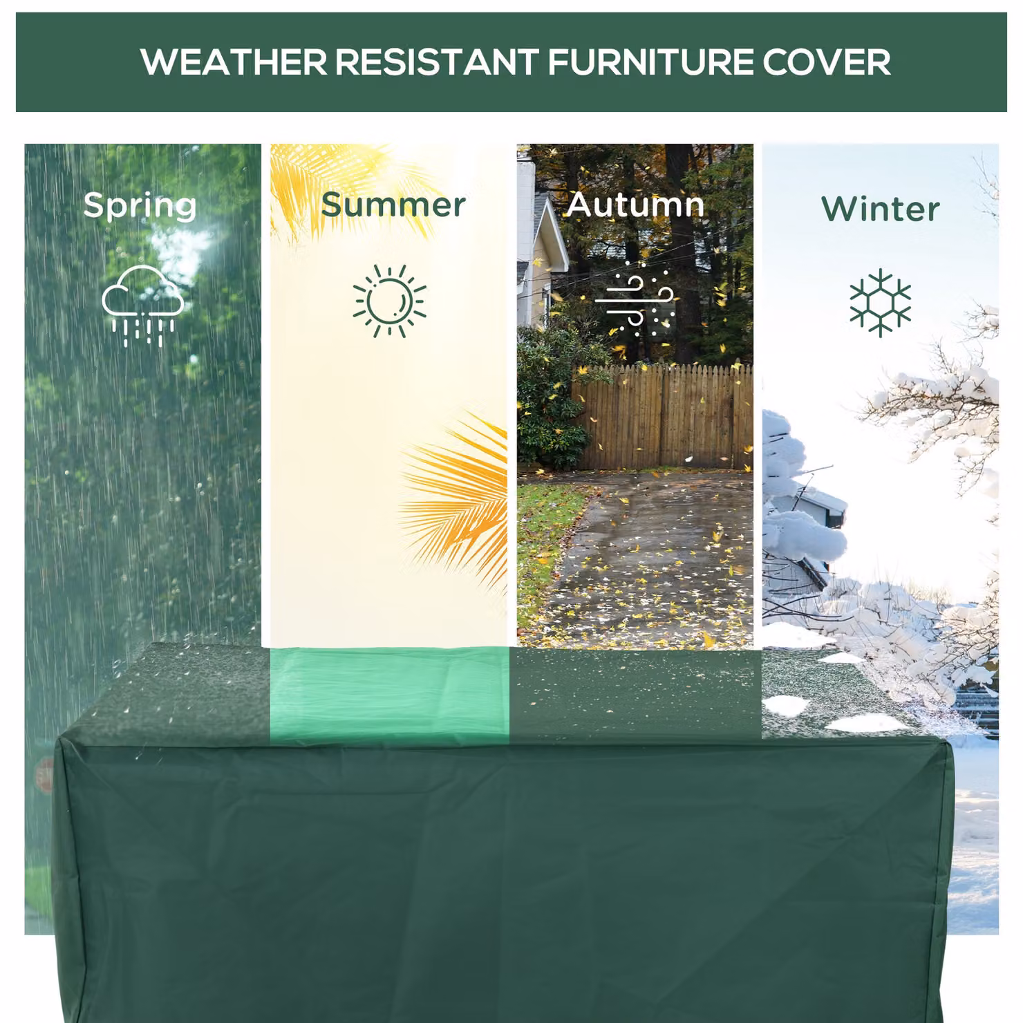 Outsunny Green Water-Repellent Oxford Fabric Garden Sofa Cover, W/D/H: 135 x 135 x 75 cm – 5