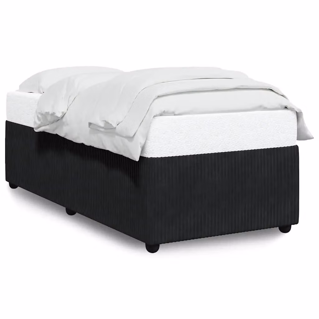 Berkfield Home Single Upholstered Velvet Bed Frame in Black, W/D/H: 90 x 200 cm – 2
