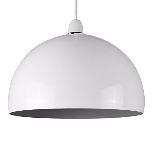 MiniSun Modern Gloss White and Grey Metal Dome Ceiling Pendant Light Shade, Shade Width: 29.5 cm – 1