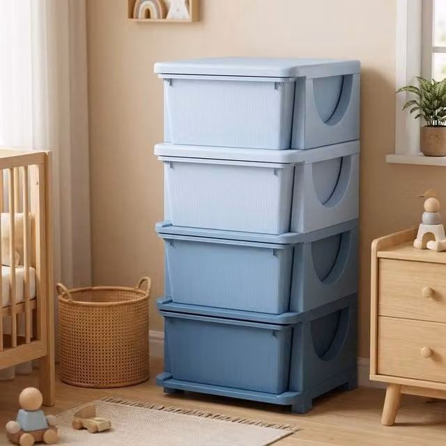 STILVORA Kids Storage Unit with 4 Drawers in Blue – 1