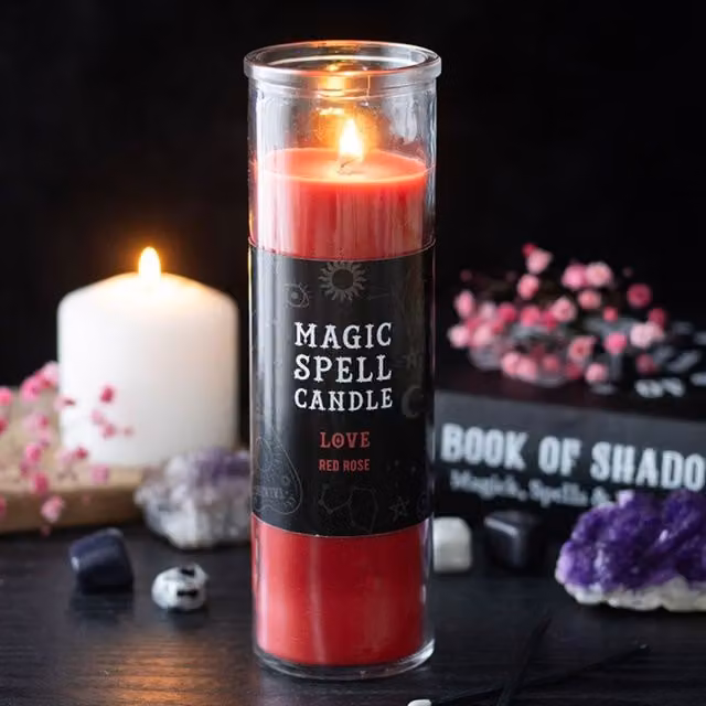 KDMK Red Rose Magic Spell Pillar Candle for Romance and Passion, Red