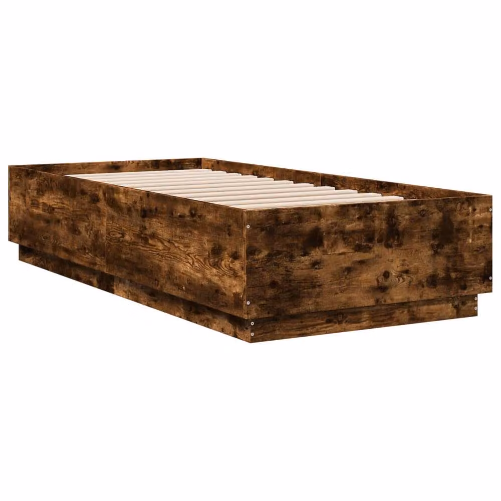 Berkfield Home Smoked Oak Bed Frame in Brown, W/D/H: 90 x 200 cm – 3