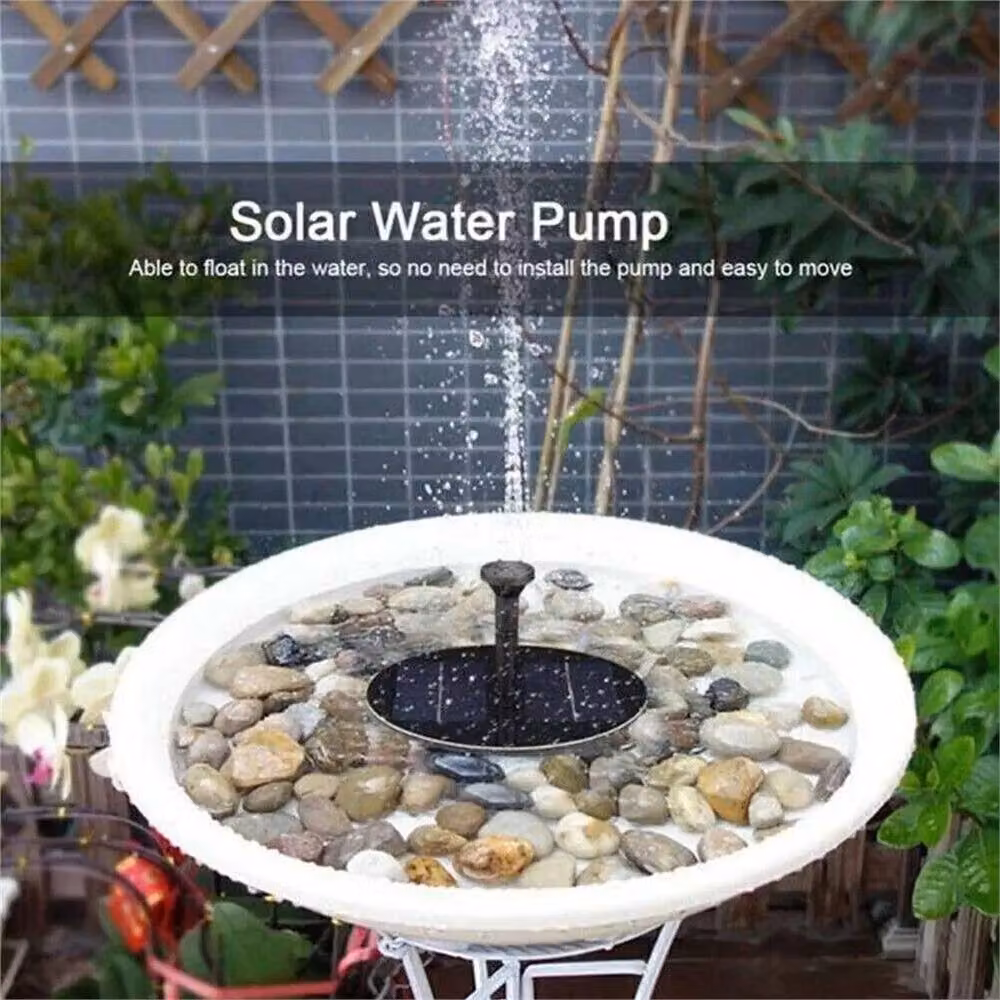 EONLION Solar Powered Floating Fountain with Lights, Black – 4